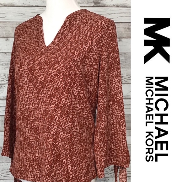 MICHAEL Michael Kors Tops - Michael Kors Tie Sleeve Orange & Navy Blouse Top